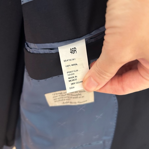 Strong Suit, Navy, Jacket 46R, Pants 38, Length 27” - Picture 3 of 9